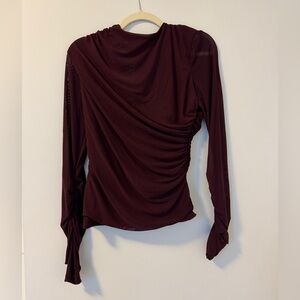 SHEIN Deep Burgundy Draped Blouse